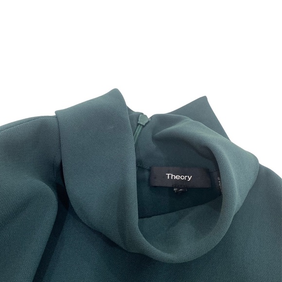 THEORY Admiral Crepe Slit Collar Sheath Dress In Dark Billiard Size 4 - Picture 7 of 9